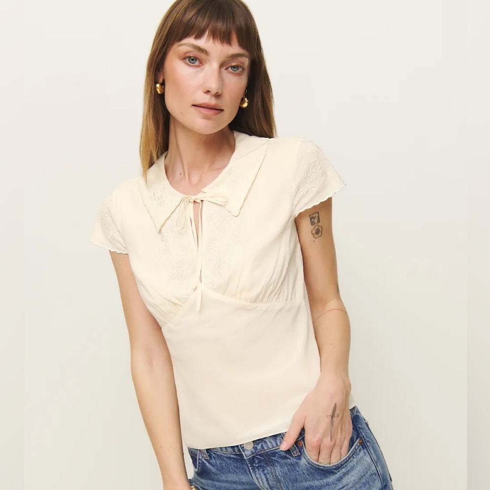 NWT Reformation Simonette Top Ivory - Size 4